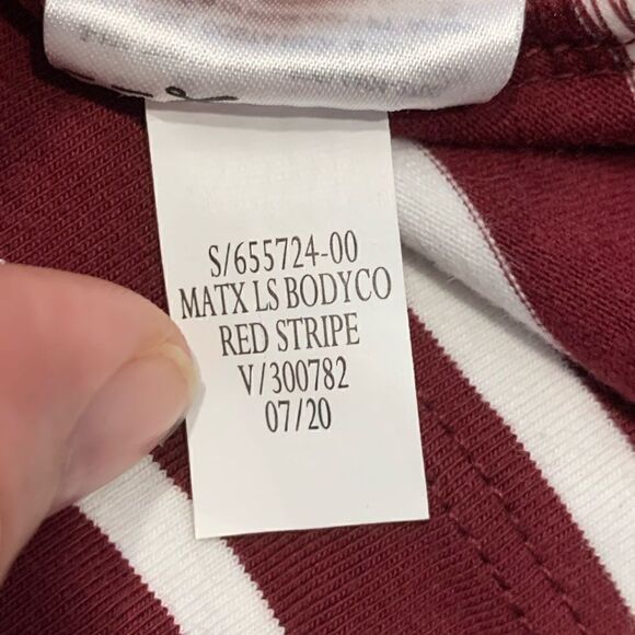 $5 item - NWT Old Navy maternity long sleeve maroon white fitted dress size S - Picture 13 of 14